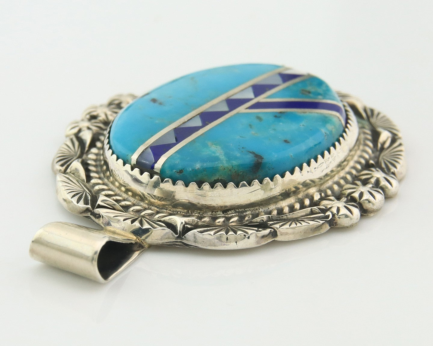 Navajo Pendant Sterling Silver Natural Gemstone Vintage Authentic Signed M Begay