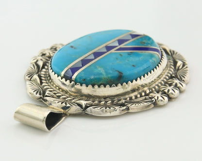 Navajo Pendant Sterling Silver Natural Gemstone Vintage Authentic Signed M Begay