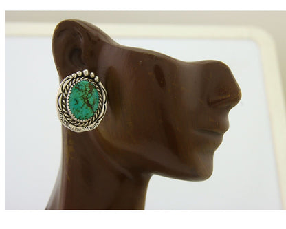 Navajo Earrings 925 Silver Natural Turquoise Native Artist C.80's