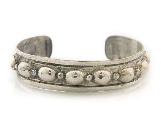Navajo Cuff Bracelet Sterling Silver Vintage Native Artist Signed Rain Cloud
