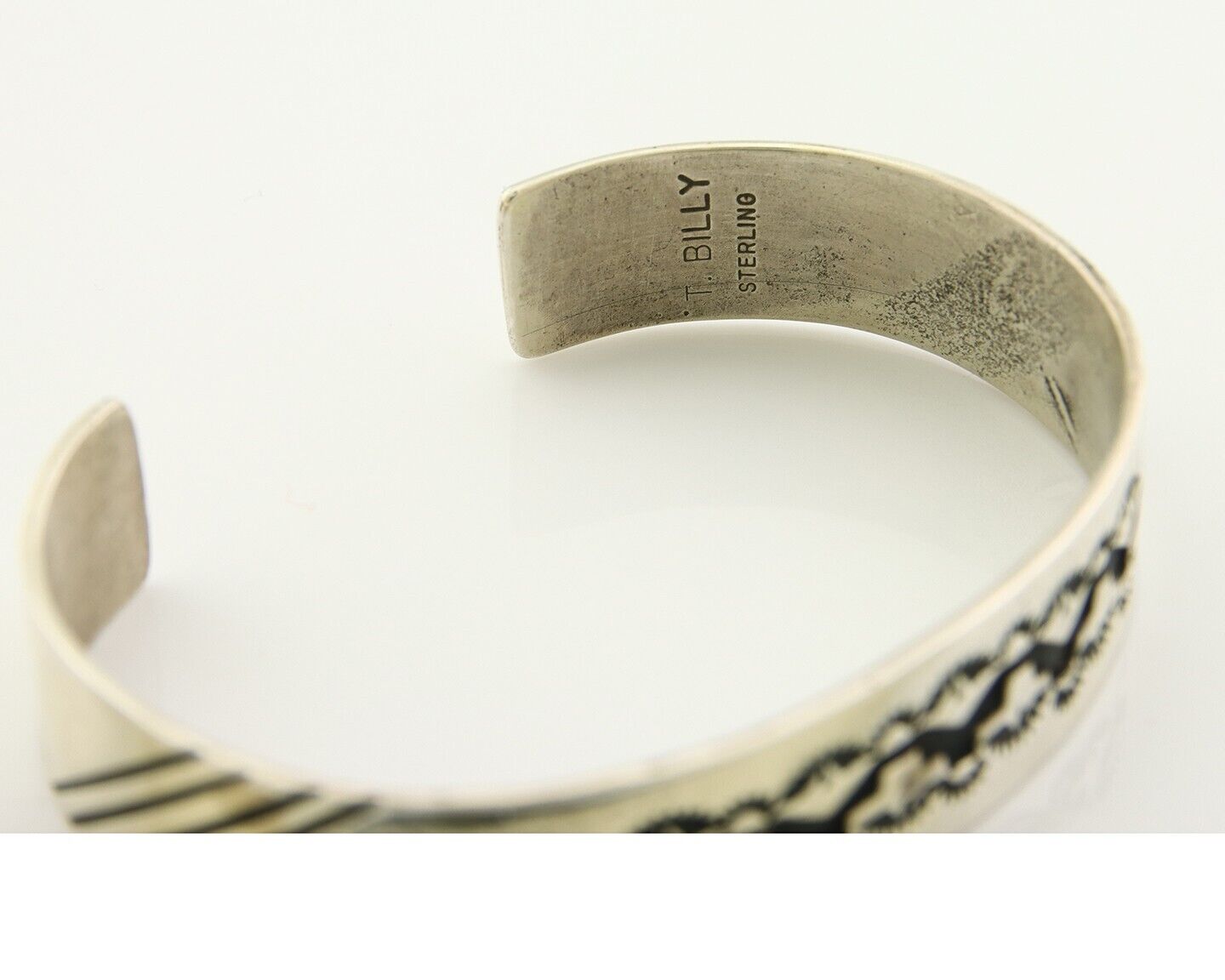 Navajo Bracelet 925 Silver Handmade Cuff Artist Signed Tom Billy C.80's