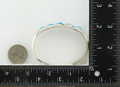 Navajo Cuff Bracelet Sterling Silver Turquoise Vintage Signed R