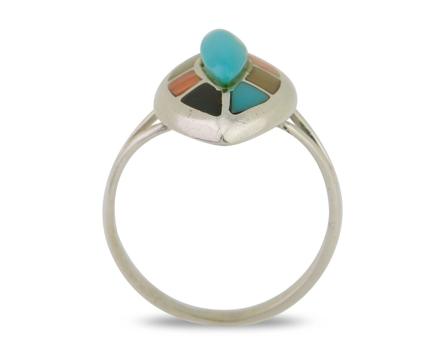 Navajo Ring 925 Silver Turquoise Shell Onyx Spiney Oyster Native Artist C80's