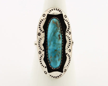 Navajo Ring 925 Silver Natural Kingman Turquoise Native American Artist C.80's