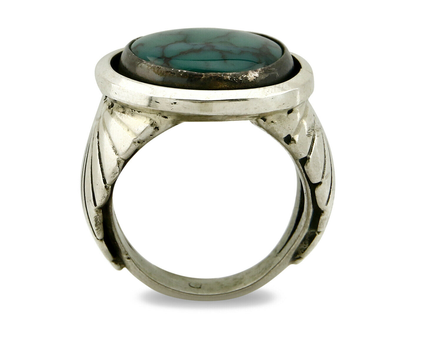Navajo Ring .925 SOLID Silver China Mountain Turquoise Signed Doug Zachary C.80