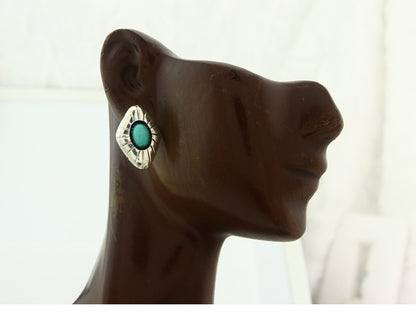 Navajo Earrings Sterling Silver Turquoise Vintage Dangle Handmade