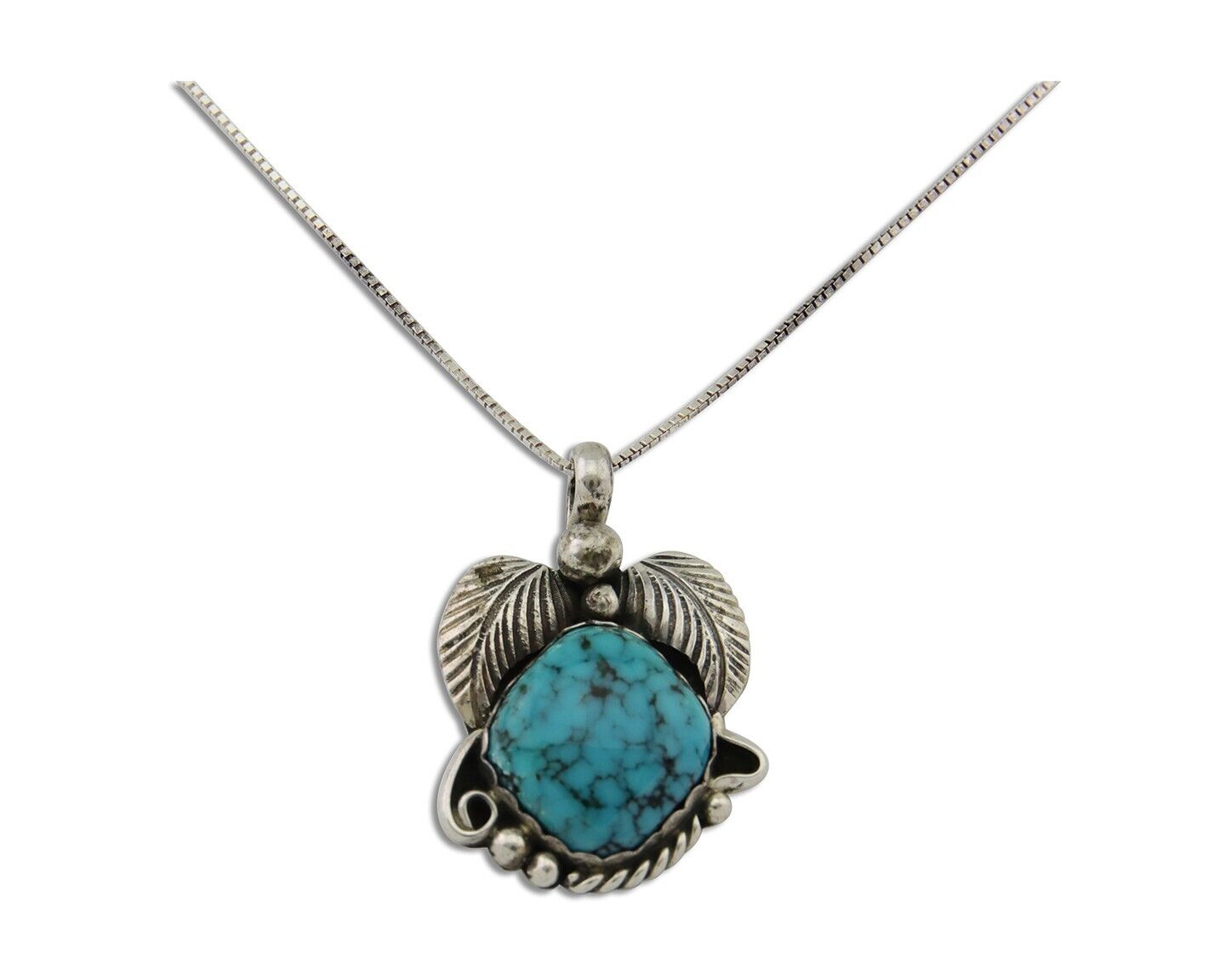 Navajo Necklace 925 Silver Natural Turquoise Native American Artist C.80's