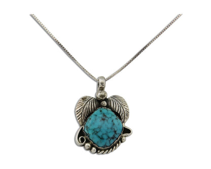 Navajo Necklace 925 Silver Natural Turquoise Native American Artist C.80's