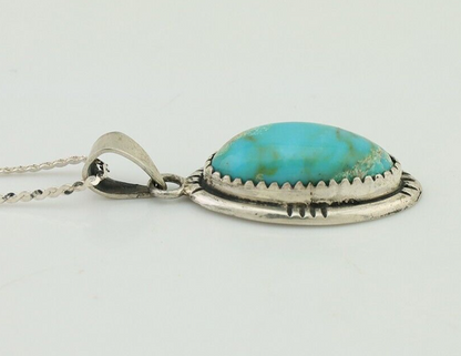 Navajo Necklace 925 Silver Kingman Turquoise Native American Artist C.90s