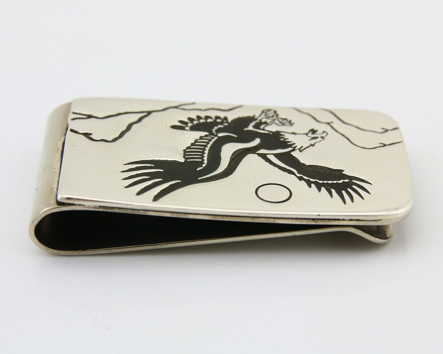 Navajo Eagle Money Clip .925 Silver & .999 Nickle Native American Artist C.80's