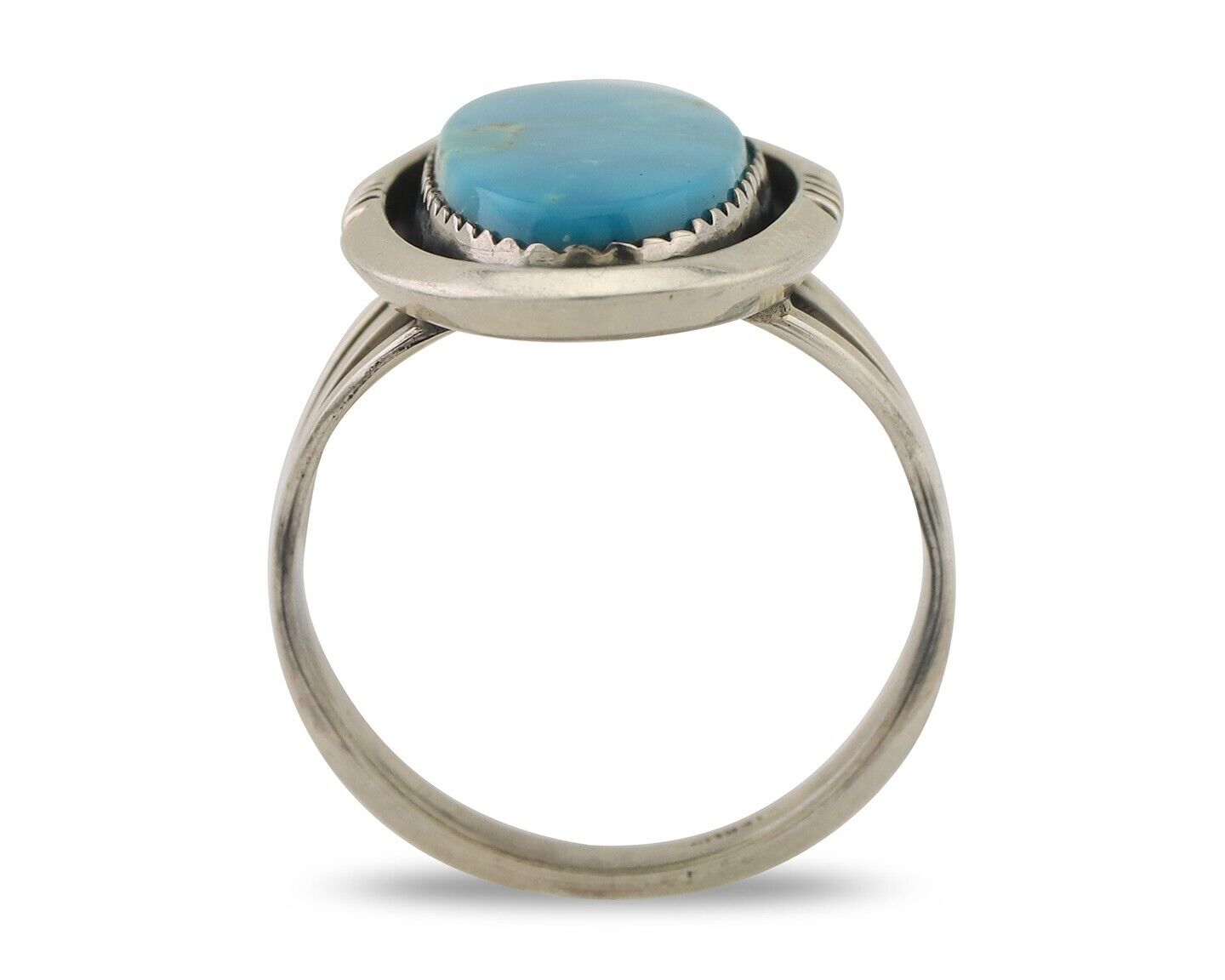 Navajo Ring 925 Silver Natural Blue Turquoise Native American Artist C.80's
