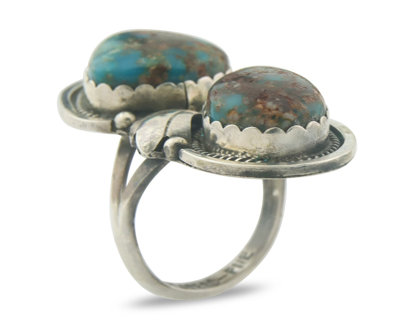 Vintage Navajo Ring 925 Sterling Authentic Turquoise Artist Signed Size 7.75