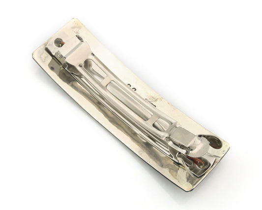 Vintage Navajo Barrette 925 Sterling Silver Hand Stamped Signed Dean Brown