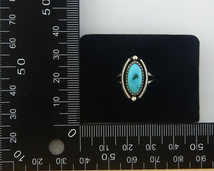 Navajo Ring 925 Sterling Natural Turquoise Native Artist C.80's Size 5.0