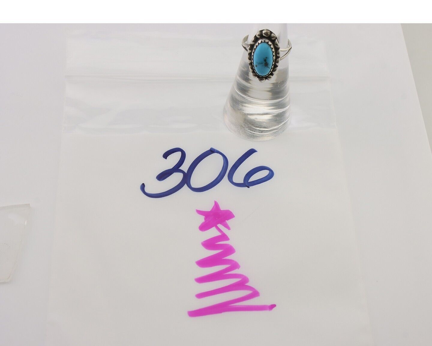 Navajo Ring 925 Silver Sleeping Beauty Turquoise Artist Signed SC C.80's