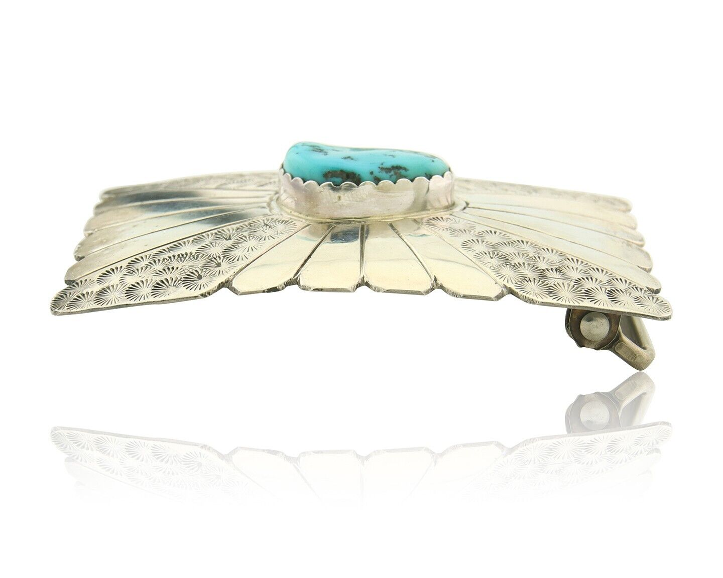 Vintage Navajo Belt Buckle 925 Silver Natural Turquoise Native Artist