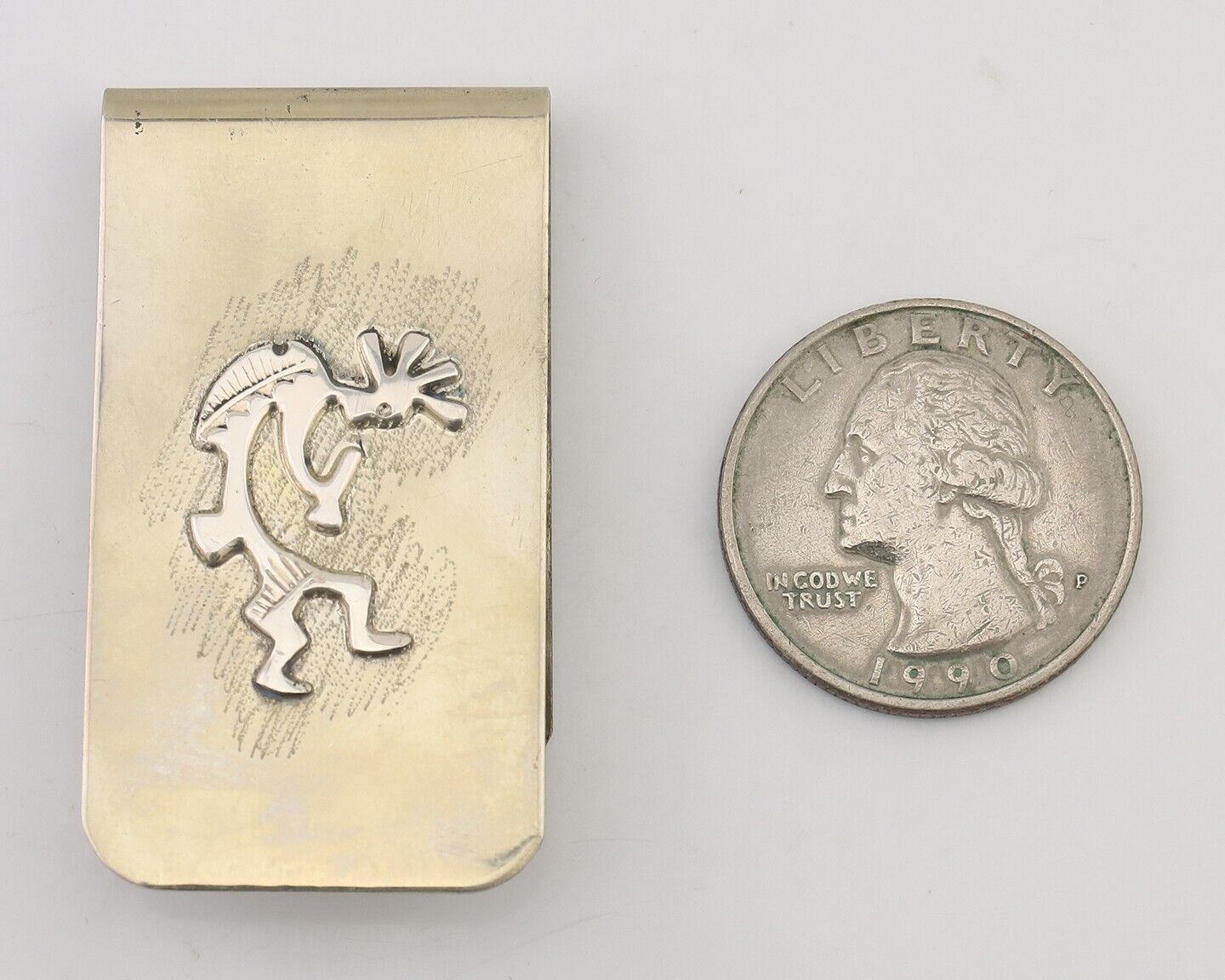 Navajo Kokopelli Money Clip Handmade .925 Silver & .999 Nickle C.80's