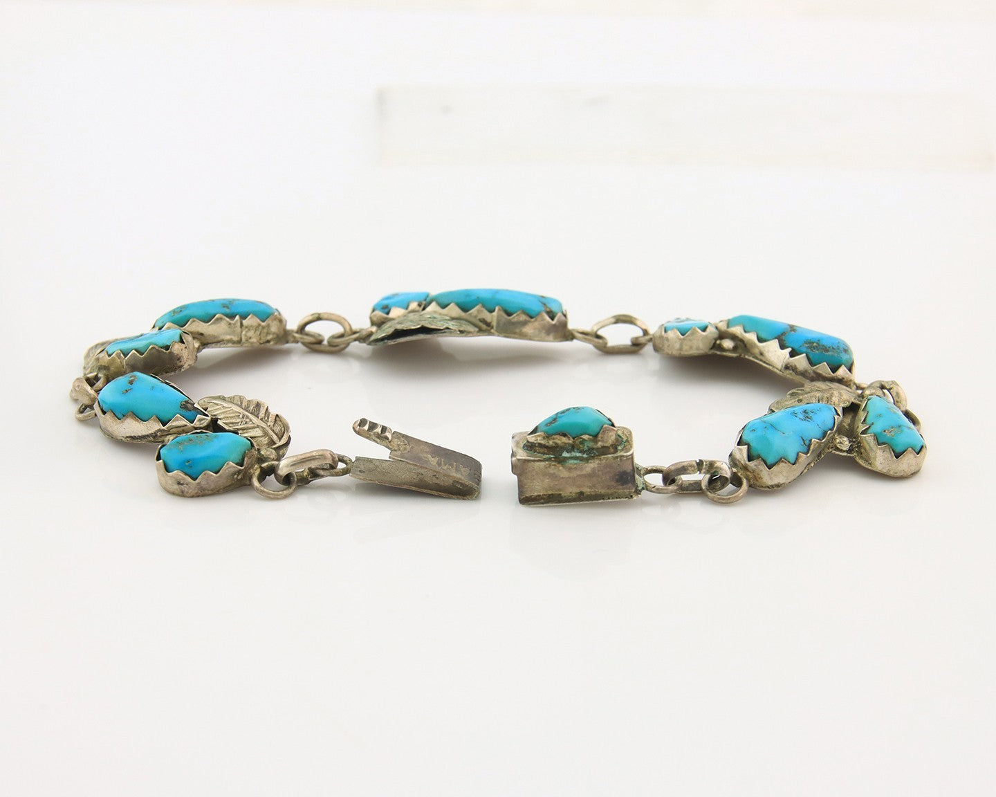 Vintage Zuni Bracelet Sterling Silver Turquoise Handmade Signed A. Cheama