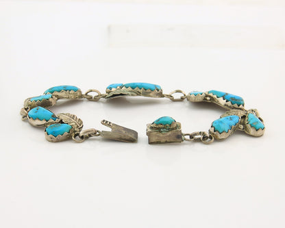 Vintage Zuni Bracelet Sterling Silver Turquoise Handmade Signed A. Cheama