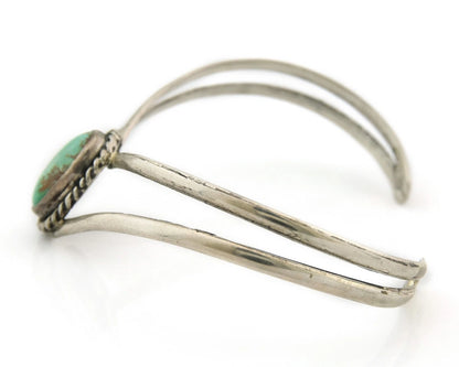 Navajo Cuff Bracelet Sterling Silver Turquoise Handmade Vintage Signed MC