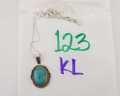 Navajo Necklace 925 Silver Natural Blue Turquoise Artist Signed Begay C.80s