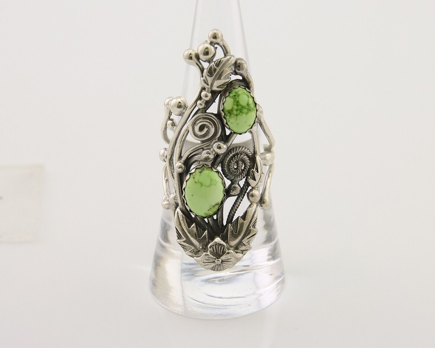 Navajo Ring 925 Silver Natural Gaspiete Artist Signed Prairie Fire C.80's