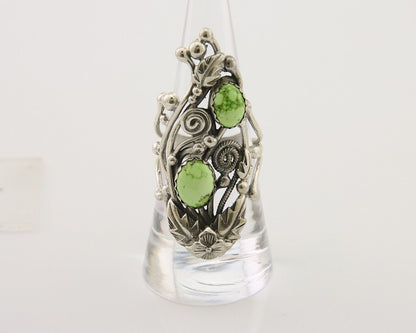 Navajo Ring 925 Silver Natural Gaspiete Artist Signed Prairie Fire C.80's