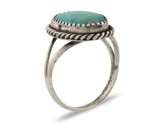 Navajo Ring 925 Silver Kingman Turquoise Native American Artist C.80's