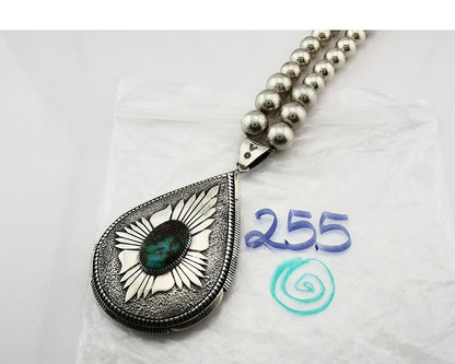Navajo Necklace Blue Turquoise Vintage Handmade Signed EDDY CHACO C.80's