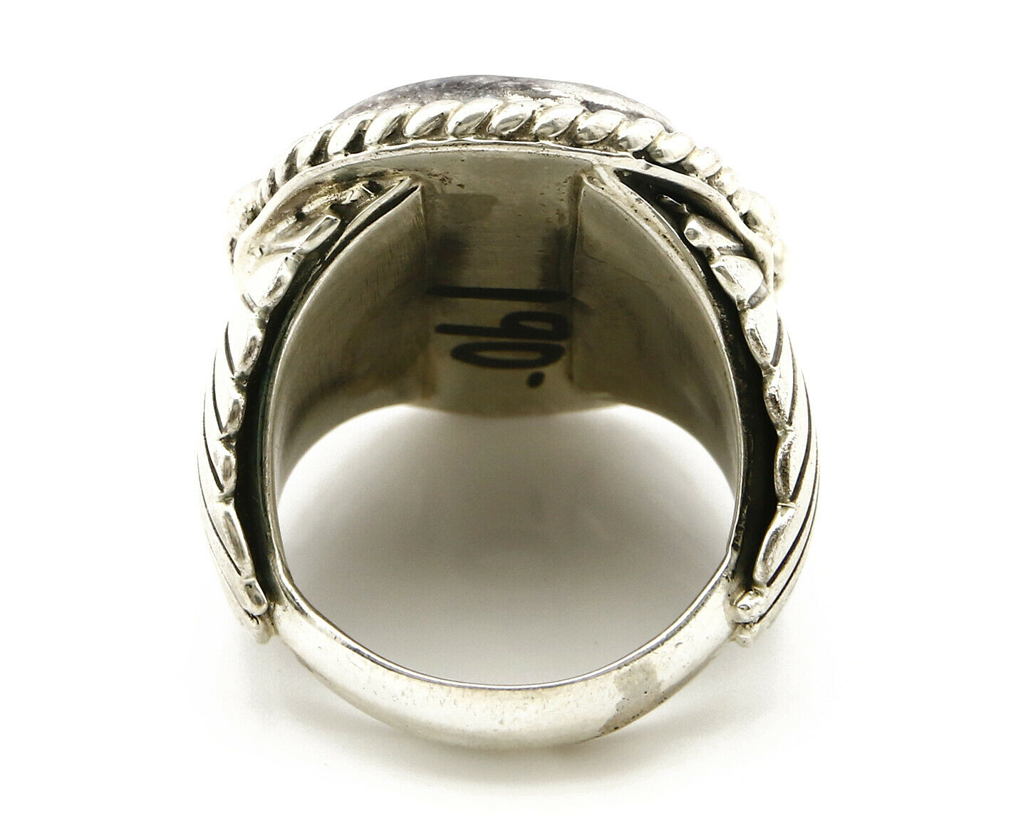 Navajo Ring .925 SOLID Silver Kingman Turquoise Signed Artist Doug Zachary C.80s