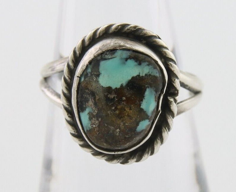 Navajo Handmade Ring 925 Silver Natural Turquoise Native Artist C.80's