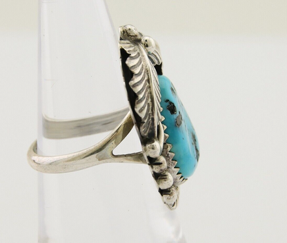 Navajo Ring .925 Silver Natural Slab Turquoise Artist Signed M. S. C.80's