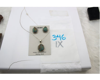 Navajo Necklace Earrings Set Sterling Silver Turquoise Vintage Signed Spencer