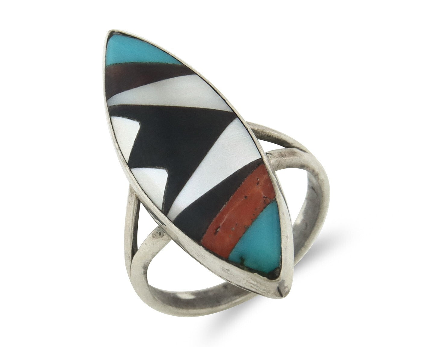 Vintage Zuni Ring 925 Sterling Silver Natural Gemstone Size 5.75