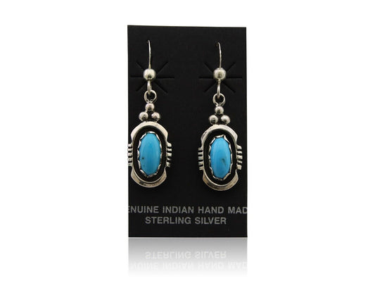 Navajo Dangle Earrings 925 Silver Sleeping Beauty Native Artist C80s