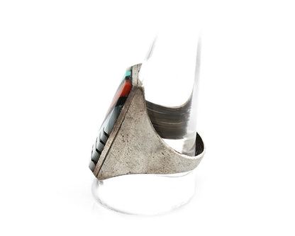 Men Zuni Ring Sterling Silver Natural Gemstone Vintage Handmade Size 12.25