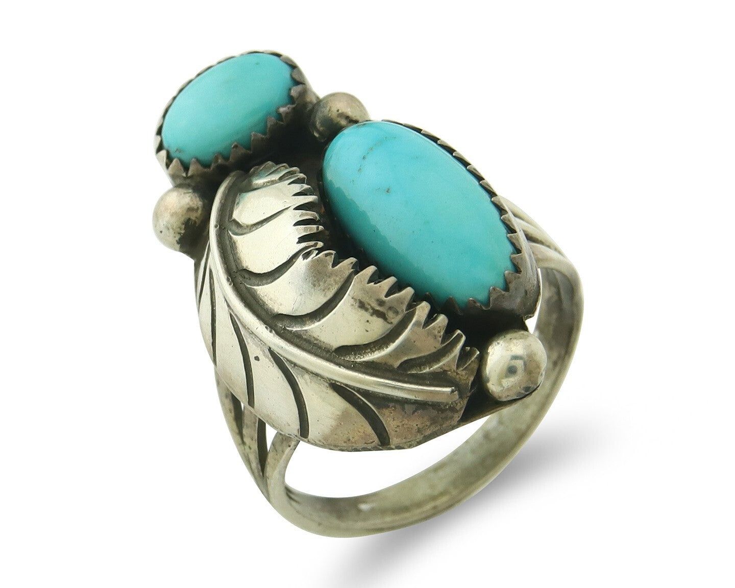 Vintage Navajo Ring 925 Sterling Silver Authentic Turquoise Size 7.5