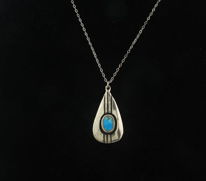 Navajo Necklace Sterling Silver Natural Blue Turquoise Vintage Handmade