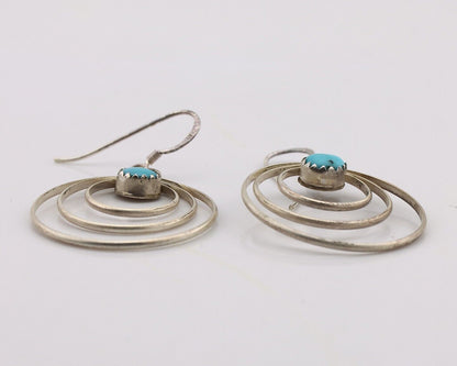 Navajo Dangle Handmade Earrings 925 Silver Blue Turquoise Native Artist C.80's