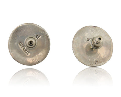 Navajo Shield Earrings 925 Silver Natural Blue Turquoise Artist Signed P C.80s