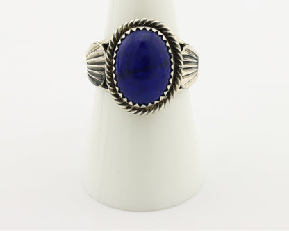 Navajo Ring 925 Silver Lapis Hand Stamped Native American Artist C.80's