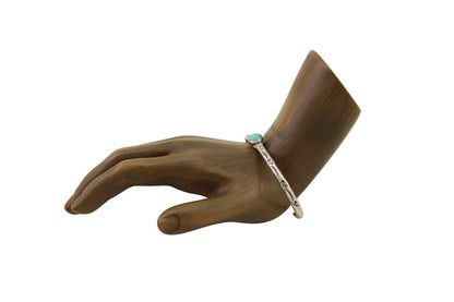 Navajo Hand Stamped Cuff Bracelet Turquoise 925 Silver Native American Artist