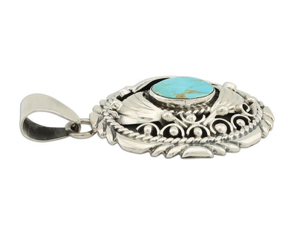 Navajo Pendant 925 Silver Blue Turquoise Native American Artist C.80's