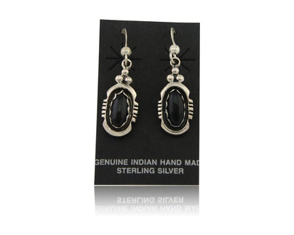 Navajo Dangle Earrings 925 Silver Natural Black Onyx Native American C.80's