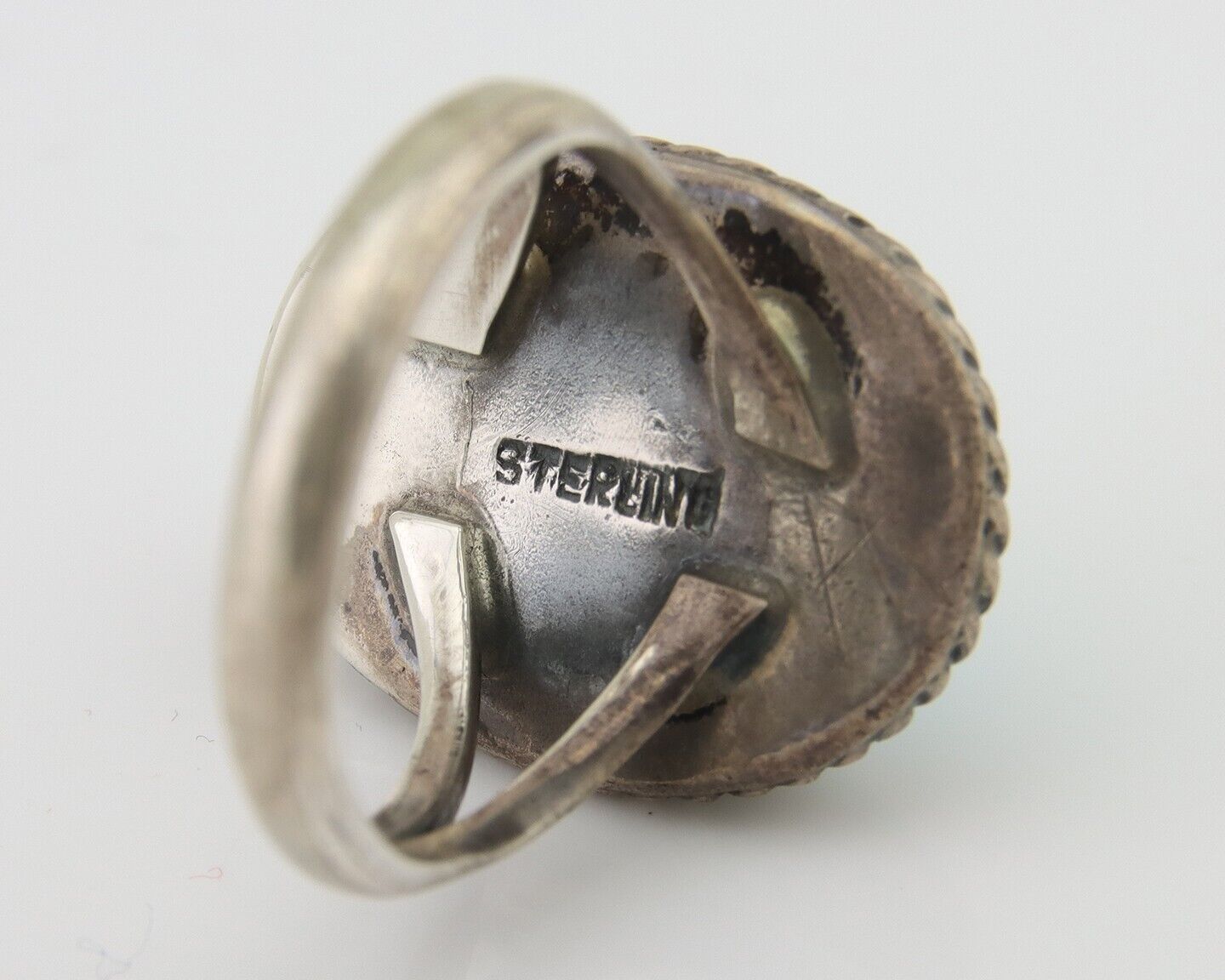 Navajo Handmade Ring 925 Silver Natural Turquoise Native Artist C.80's