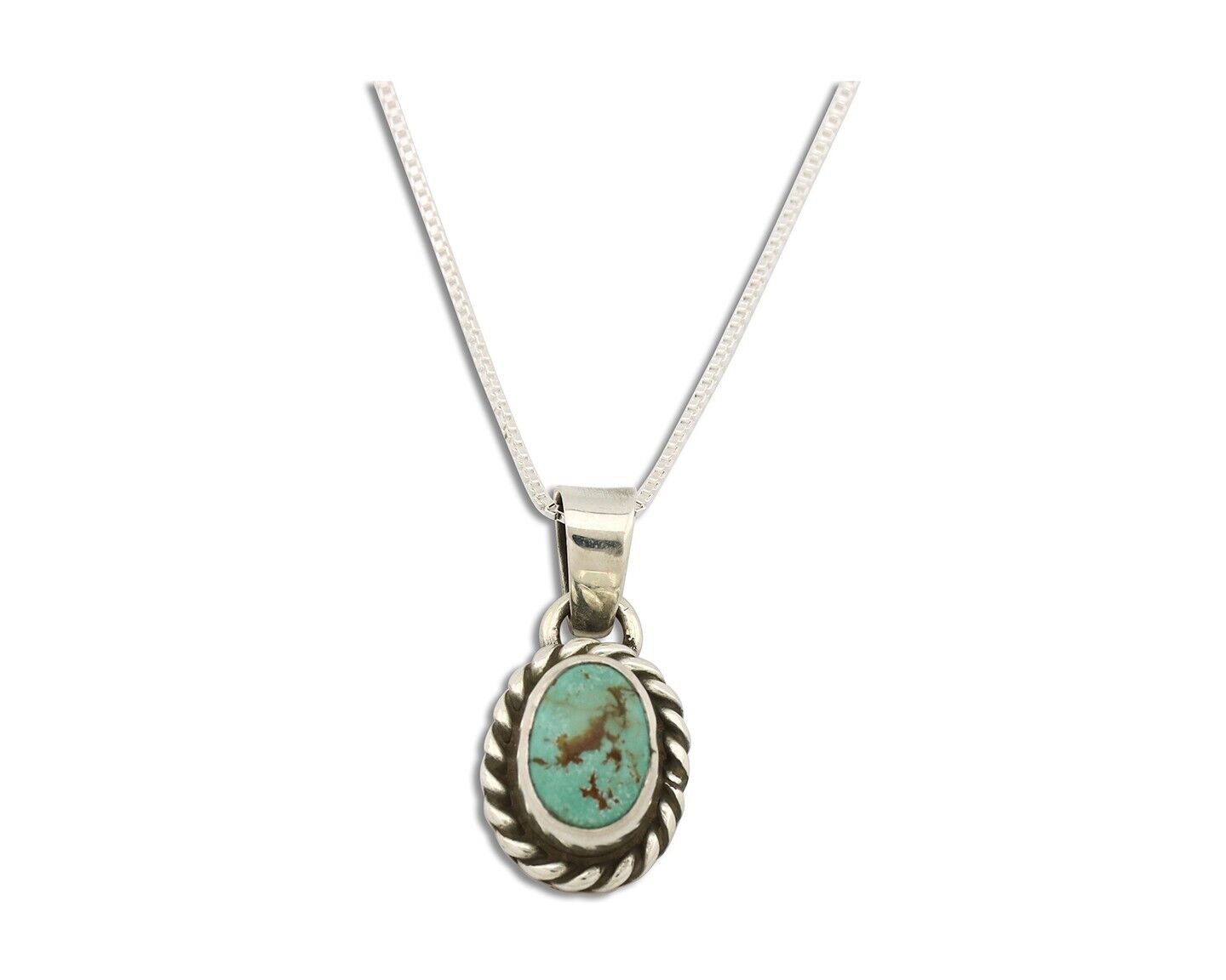 Navajo Necklace 925 Silver Natural Kingman Turquoise Native Artist C.2008