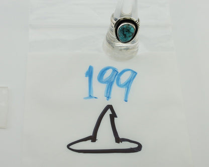 Navajo Ring 925 Silver Natural Mined Blue Turquoise Native American Artist C80s