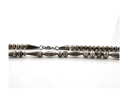 Navajo Bead Necklace Sterling Silver8.0 mm wide 25 in long Circa 1980's