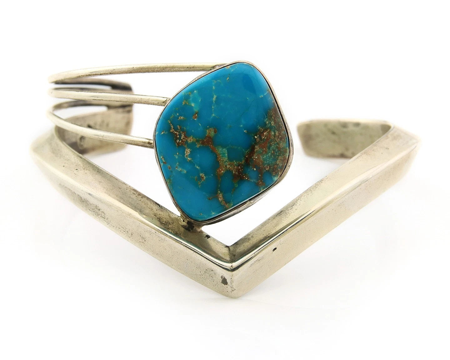 Navajo Cuff Bracelet Sterling Silver Vintage Turquoise Handmade Signed D Zachary