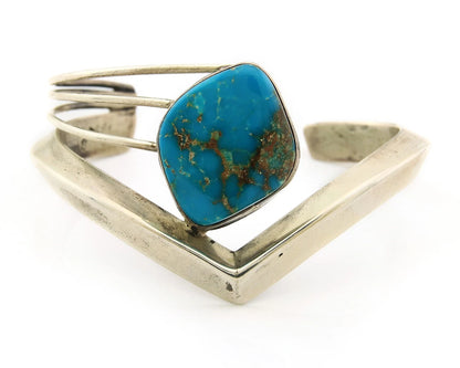 Navajo Cuff Bracelet Sterling Silver Vintage Turquoise Handmade Signed D Zachary